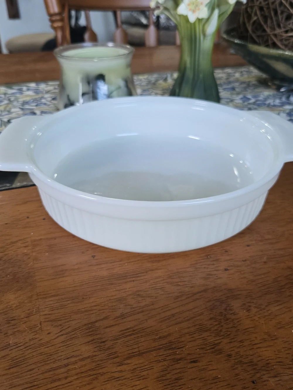 Anchor Hocking Fire-King White Milk Glass 1 Quart Ribbed Casserole Dish